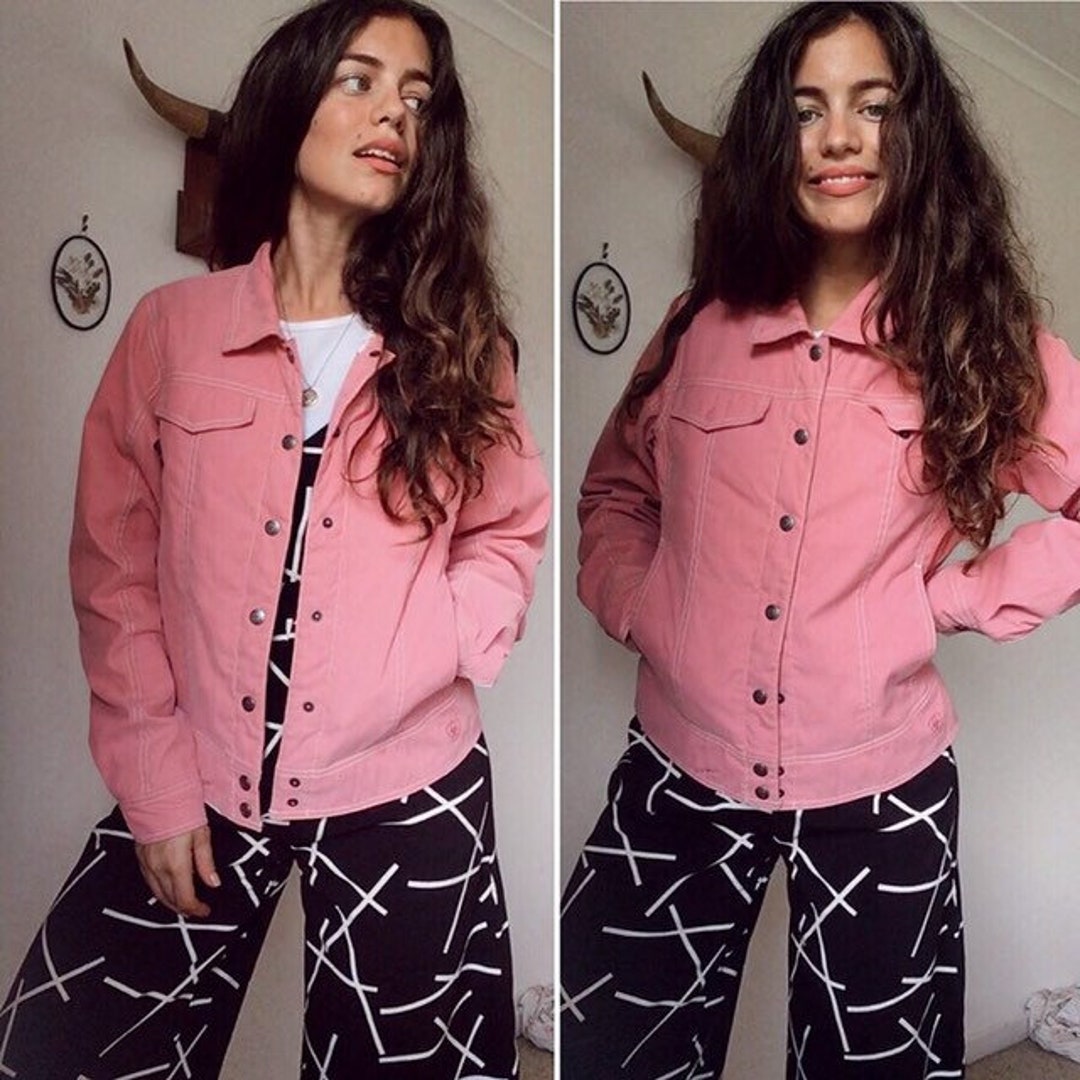 Vintage // MUSKY PINK QUILTED Jacket // Cosy Warm Baby Pink Etsy