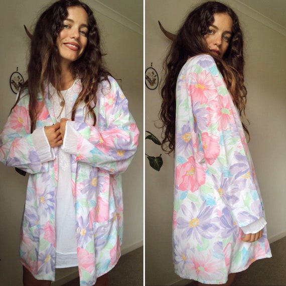 Vintage 80s // PASTEL FLORALS COTTON Blazer // Fe