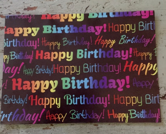 Reversible Black or White Happy Birthday Rainbow Wrapping Paper. Birthday  Folded Wrapping Paper. Happy Birthday Gift Wrap 68x50cm 