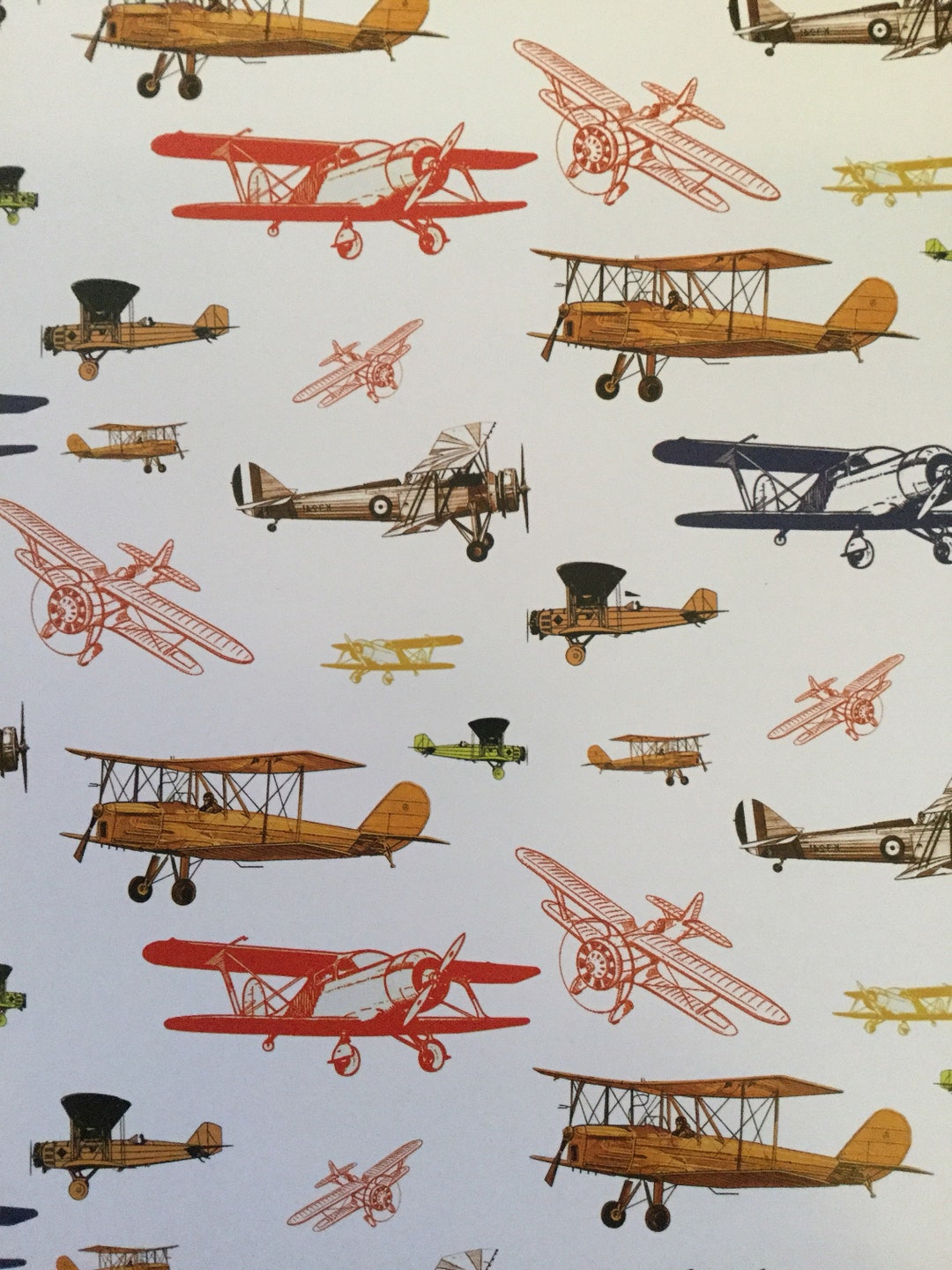 Airplane Wrapping Paper. Flying Airplane Folded Wrapping Paper. Vintage