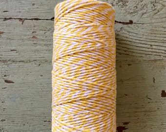 Yellow and White Bakers Twine, 50 Meters Cotton Bakers Twine.  Yellow Twine, Craft Twine.  Package Twine