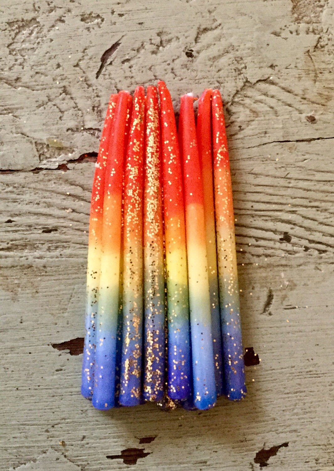 Rainbow Birthday Candles Rainbow Glitter Candles Candles Etsy