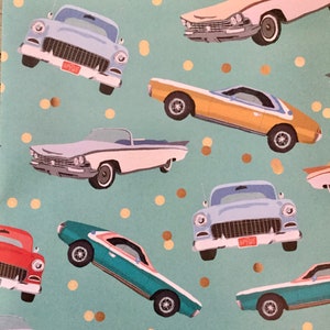 Classic Cars Wrapping Paper. Cars Folded Wrapping Paper.  Vintage Cars Paper. Old School Cars Gift Wrap (68X50cm)