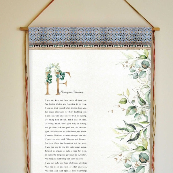 IF Poem, Wall Hanging, Prints, IF by Rudyard Kipling, Gift for Men, Boyfriend Gift, Husbad Gift, Inspirational Poem, Wall Art, Tapestry