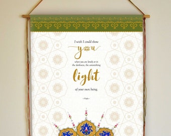Hafiz Quote Wall Hanging: Inspirational Sufi Art Tapestry