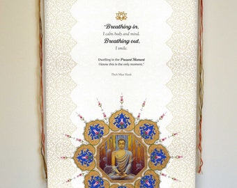 Thich Nhat Hanh Quote Wall Hanging: Meditation Altar Tapestry