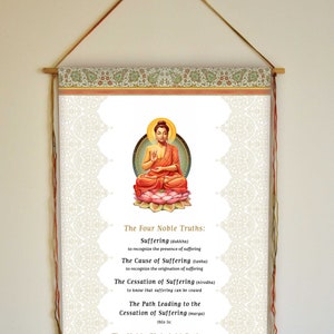 The Four Noble Truths, The Eightfold Path, Wall Hanging, Buddhist Wall Art, Buddha Quote, Tapestry