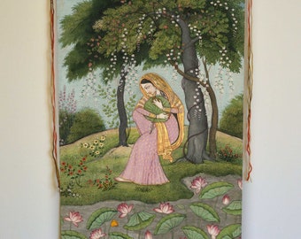 Virhini Nayika Painting: Indian Woman Wall Art Tapestry (Print or Wall Hanging)