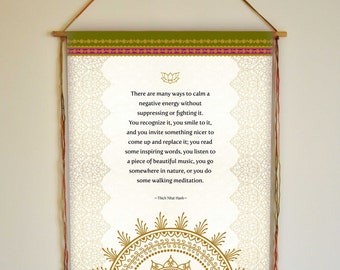 Thich Nhat Hanh Quote Wall Hanging: Inspirational Buddhist Art