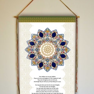Sobre los niños de Kahlil Gibran, colgante de pared, arte mural de Oriente Medio, cita de Kahlil Gibran, lámina de Kahlil Gibran, regalo con mensaje personalizado