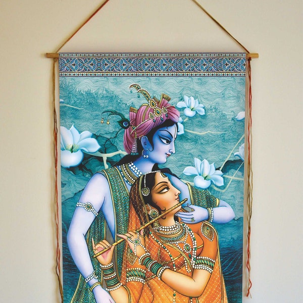 radha krishna painting, radha krishna wall Art, Krishna and Radha, Indian Art, radha krishna print, radha krishna wall decor, tapestry