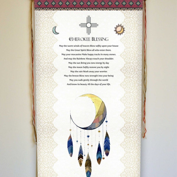 Cherokee Blessing, Native American Wall Art, May the warm winds of heaven, Native American Decor, Tapestry, Cherokee Prayer, Wall Hanging