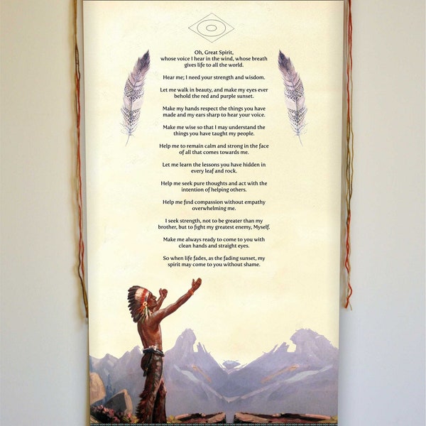 Oh Great Spirit Native American Prayer, John Yellow Lark Prayer, Tenture murale, Graduation Grad Gift, Oh Great Spirit Prayer, Cadeaux, Tapisserie