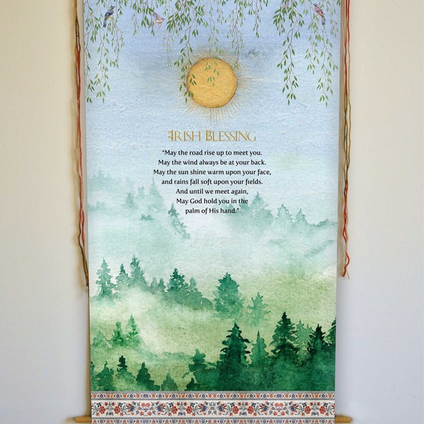 May The Road Rise to Meet You Irish Blessing Wall Hanging, St Patricks Day Decor, Irish Blessing Art Print, Gaelic Blessing, Celtic Blessing