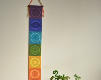 Chakra Wall Hanging: Mini Canvas Banner, Yoga Meditation Decor