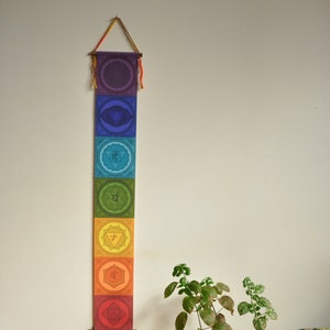 Chakra Wall Hanging - Mini Size - Chakra Banner - Chakra Wall Art - Chakra Prints - Yoga Gift - Yoga Decor - Meditation Altar - Tapestry
