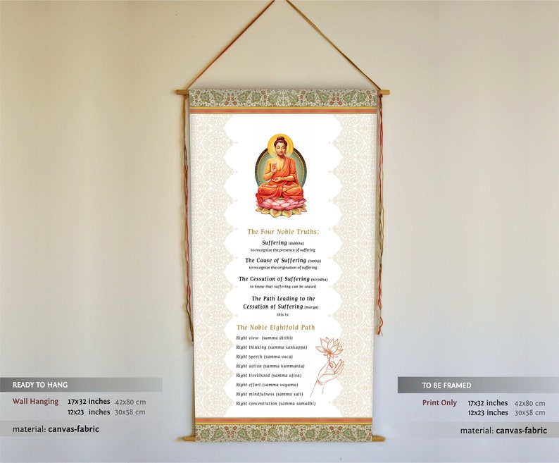 The Four Noble Truths, the Eightfold Path, Wall Hanging, Buddhist Wall ...