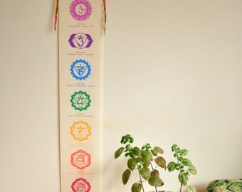 Chakra Banner: Mini Handmade Yoga Wall Hanging (7x35 inches)