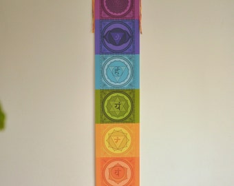 Chakra Banner - Chakra Wall Art - Handmade - Yoga Decor - Chakra Flags - Chakra Art - Meditation Altar - Yoga Gift - Chakra Wall Hanging