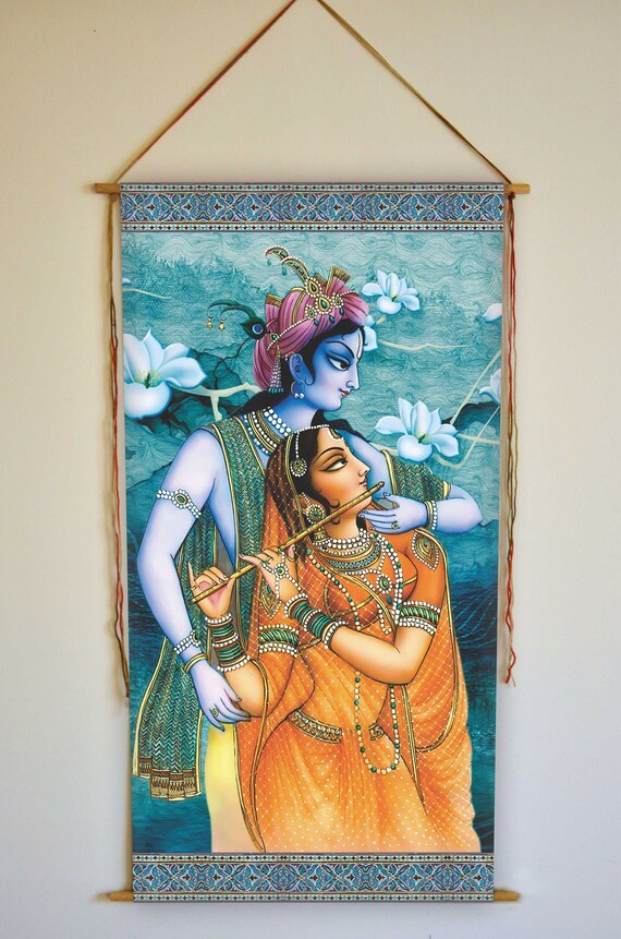 Indian Wall Hanging Mandala Tapestry Lord hare Krishna Poster