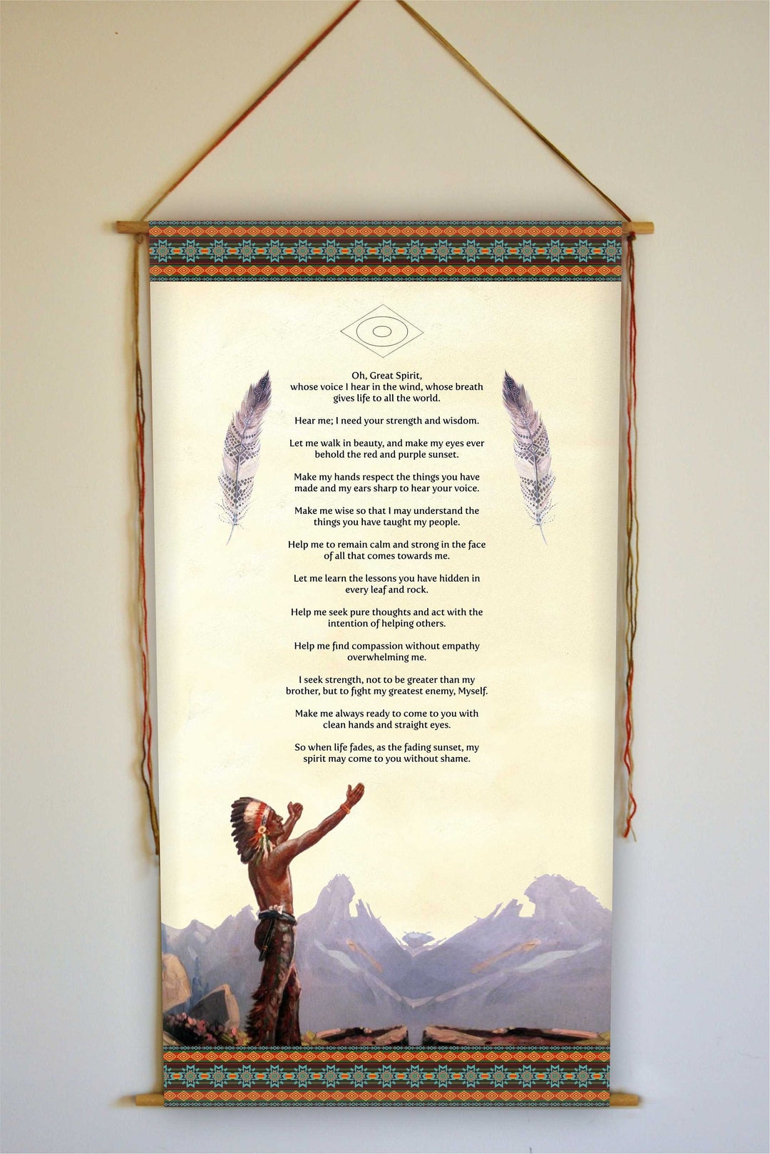 Native American Prayer Wall Hanging, John Yellow Lark, Graduation Gift ...