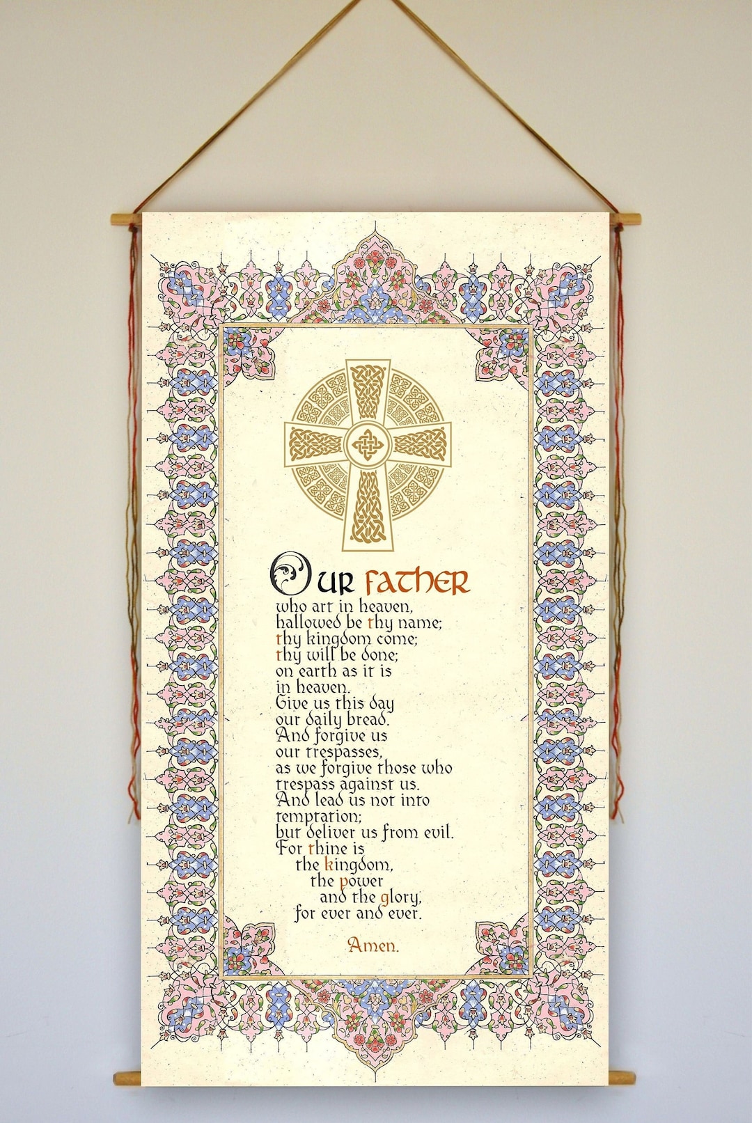 The Lord's Prayer Wall Hanging Vintage Design, Wall Art, Our Father ...