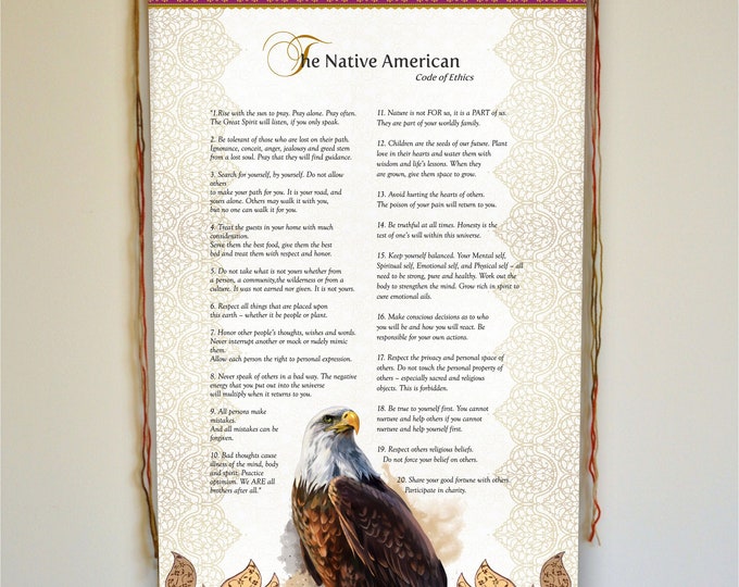 The Native American Code of Ethics, Wall Hanging, Wall Art, Mystical, Print, Native Art, Native ...