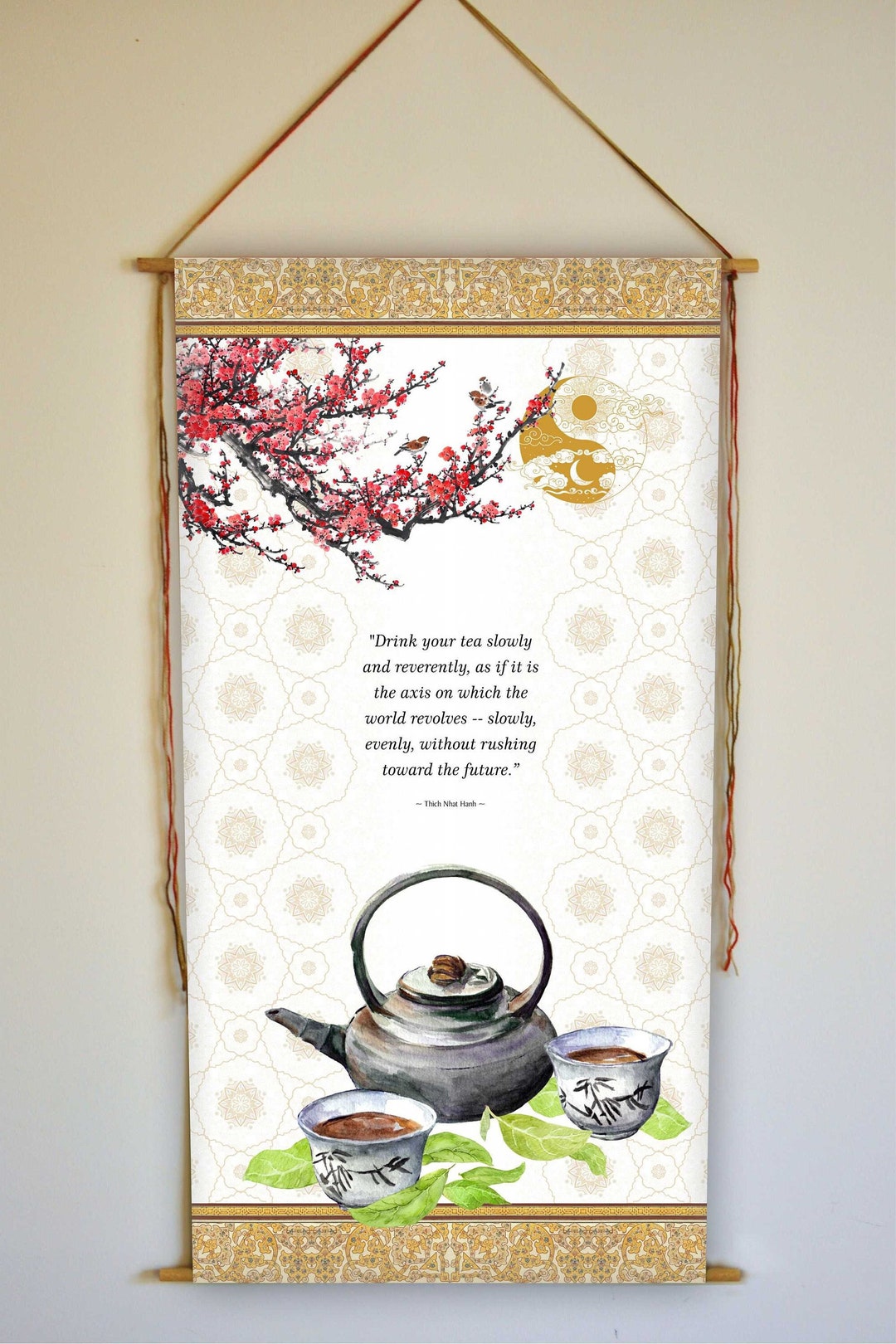 Thich Nhat Hanh Wall Hanging Zen Tea Zen Wall Art Zen Etsy