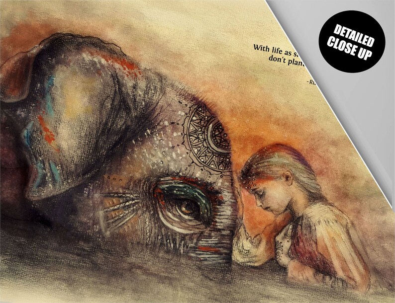 Elephant art Rumi quote elephant watercolor elephant print Etsy