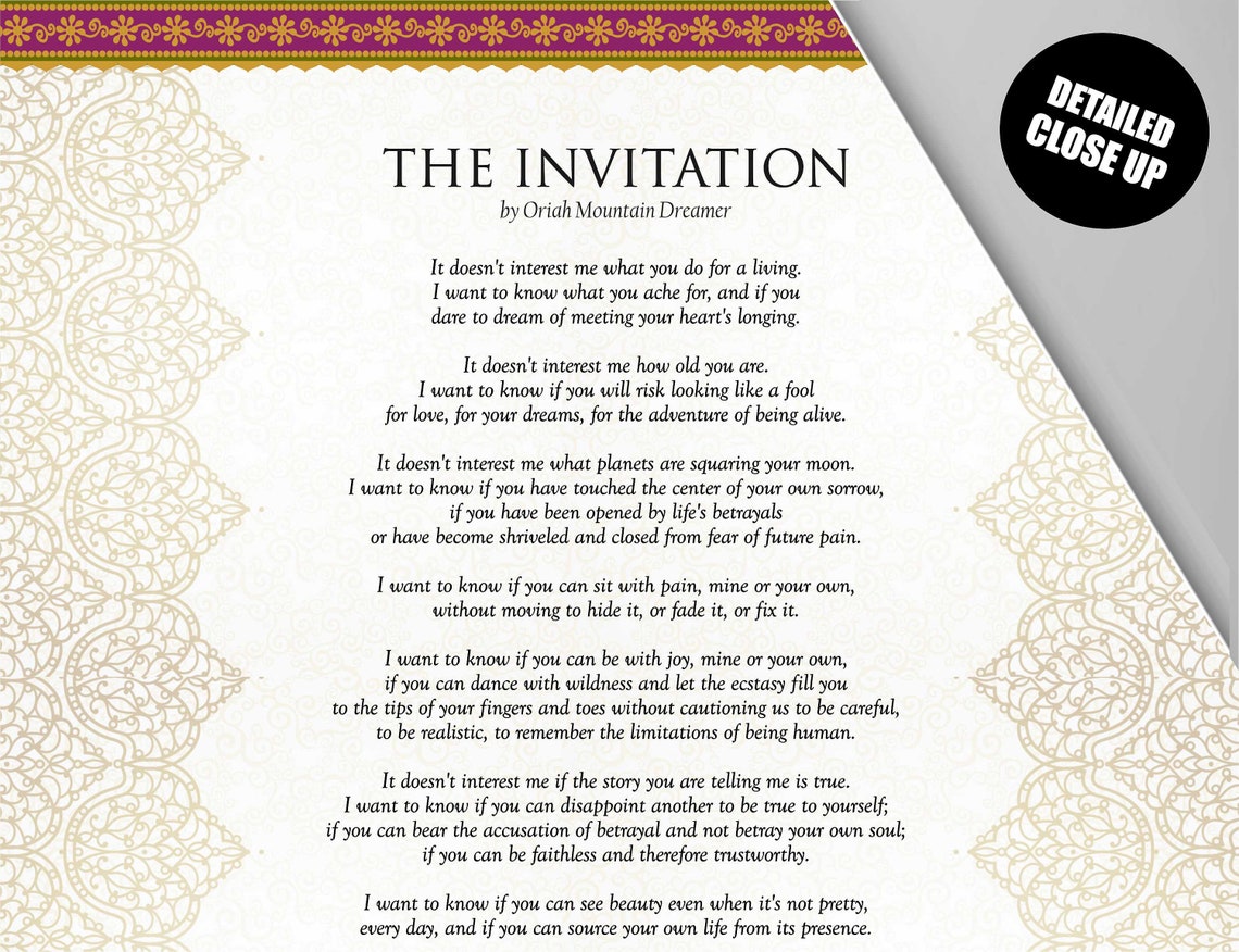 The Invitation by Oriah Mountain Dreamer