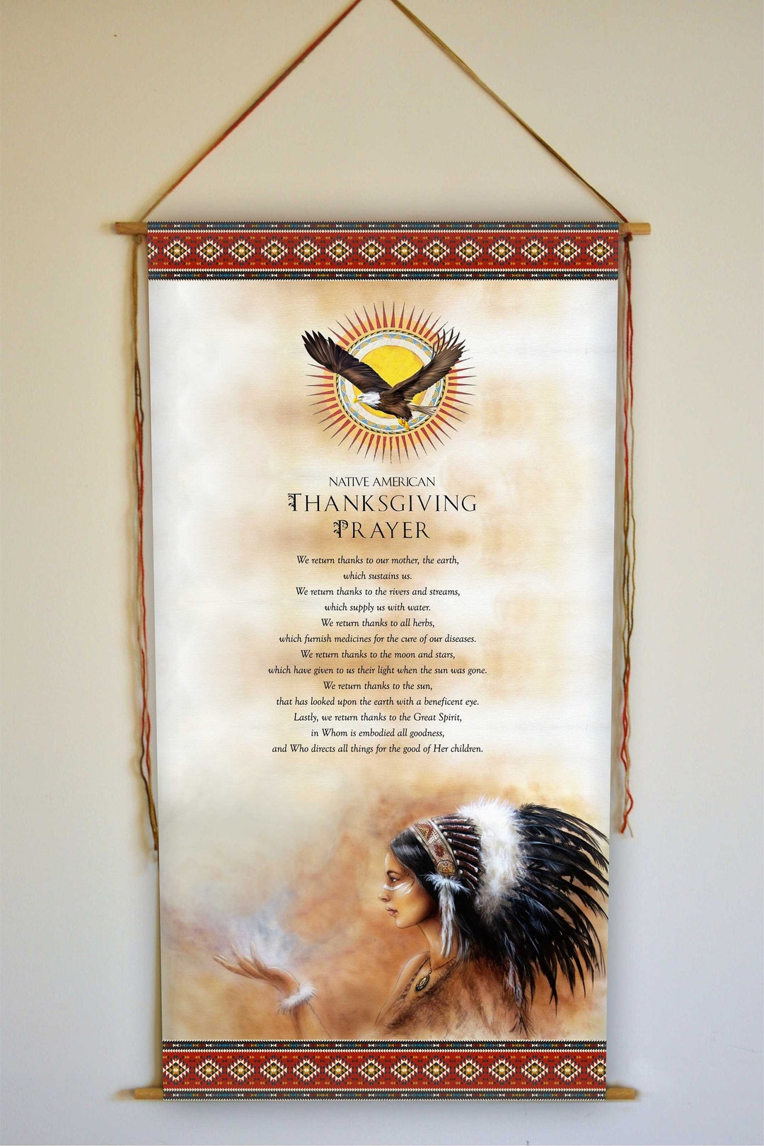 Native Americans Wall Art, Wall Hanging, Thanksgiving Prayer, Eagle