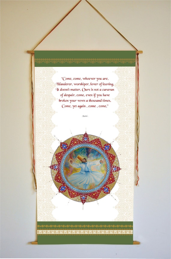 Rumi quote Come come whoever you are. wall art Sufi art Etsy