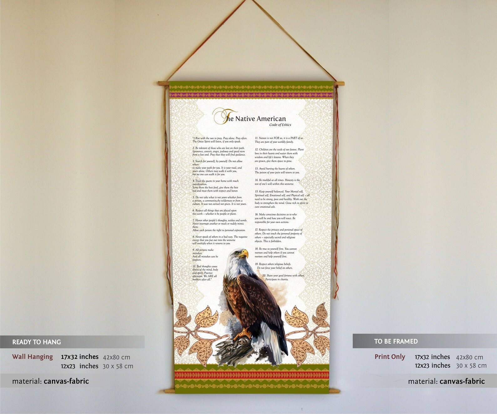 The Native American Code Of Ethics Wall Hanging Wall Art Etsy