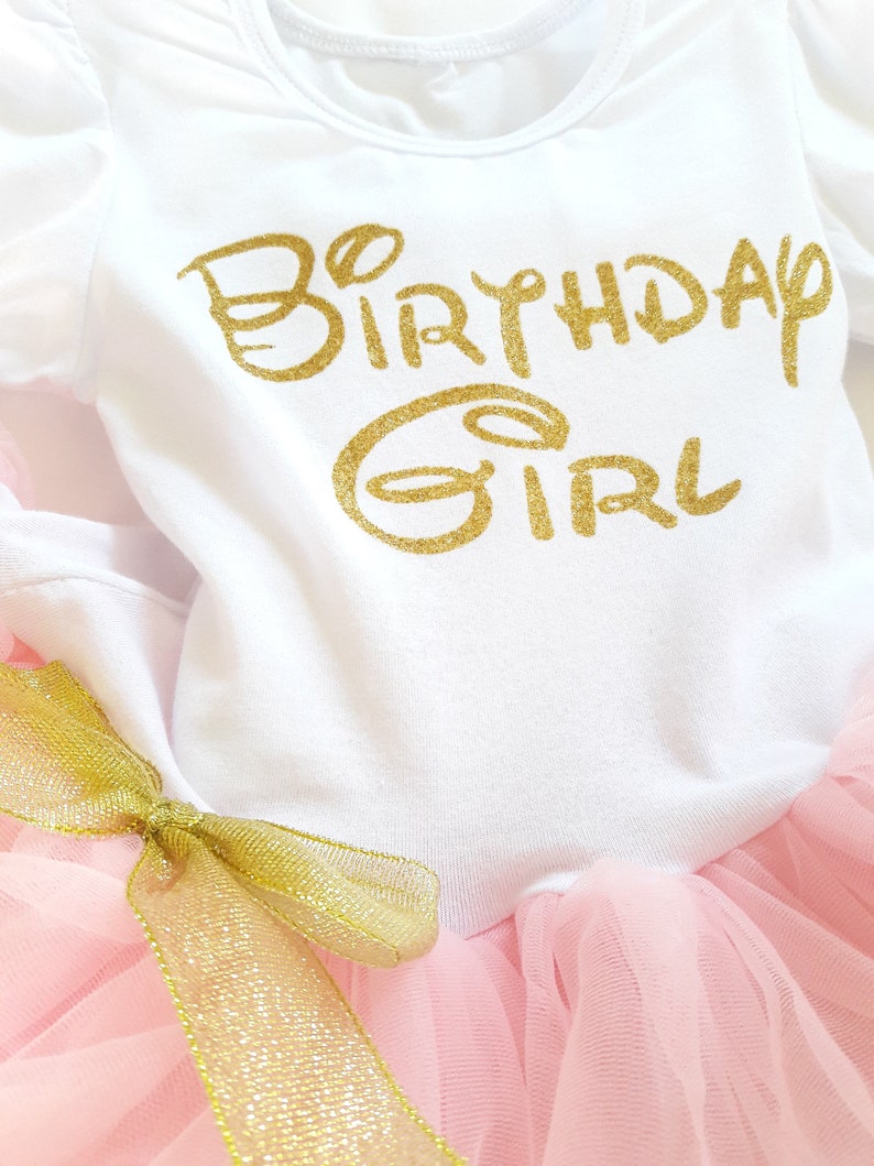 1st Birthday Girl Dress White Pink Gold Outfit First Birthday Fluffy Dress free shipping