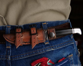 Horizontal Sheath for Buck 102; Cross Draw or Scout Carry, Genuine Leather Knife Sheath. Made in the USA. (Knife NOT Included)