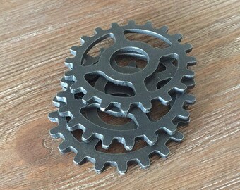 Gear Coasters / Steampunk Gear / Steel Coaster / Sprocket / Steel Gear / Man Cave / Industrial Gear / Christmas Gift / Steampunk Decor