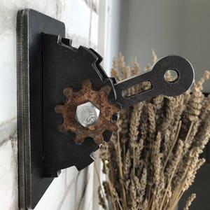 Light Switch Cover with Rusty Gear / Steampunk Lighting / Urban Industrial Lighting / Toggle Light Switch / Gear Wall Plate / Game Room image 3