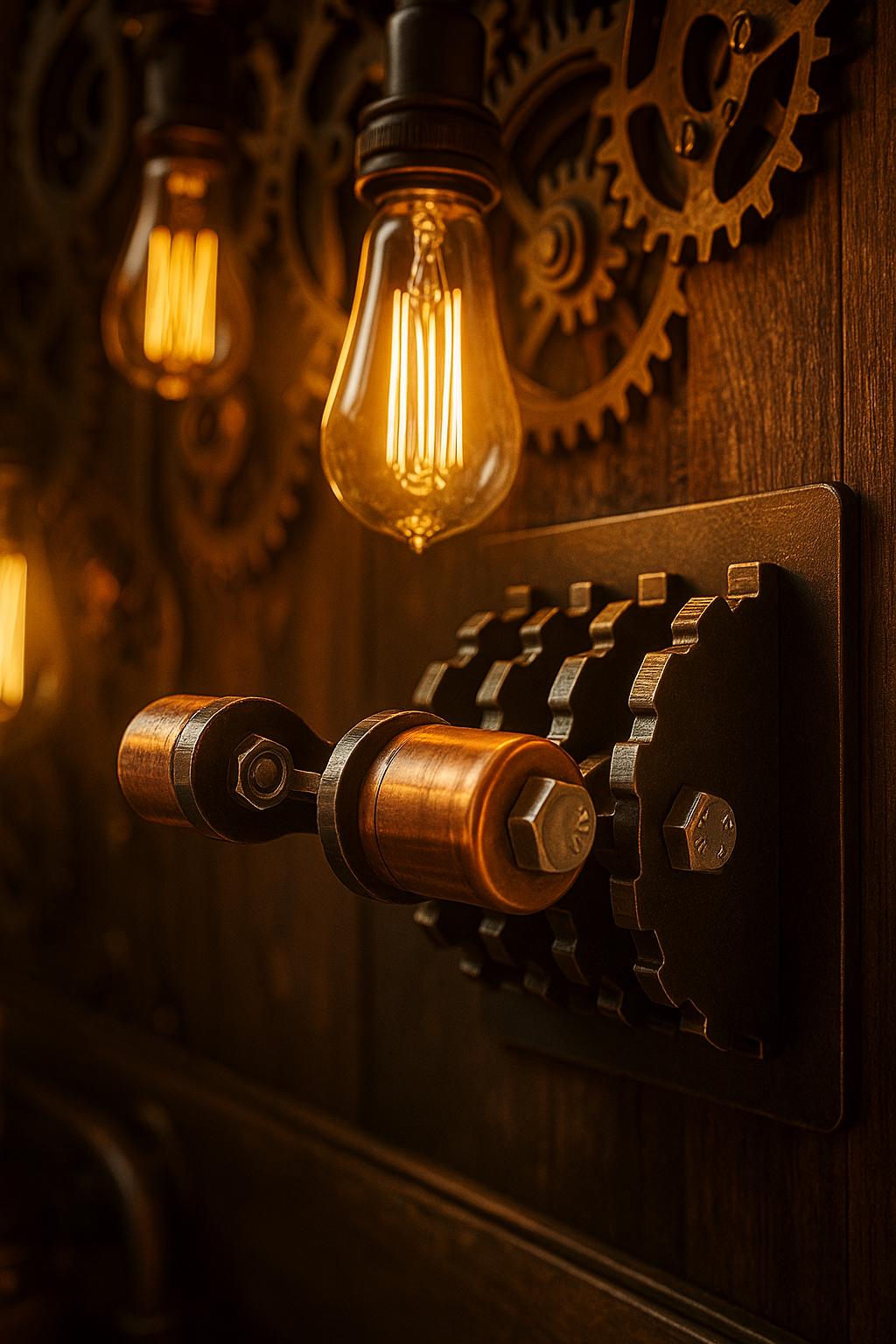 Double-gang Gear Light Switch Cover With Copper Handles