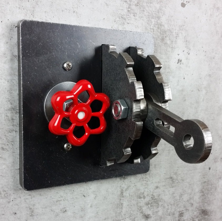 Dimmer Light Switch Cover / DOUBLE-gang / Gear & Lever / Steel / Urban