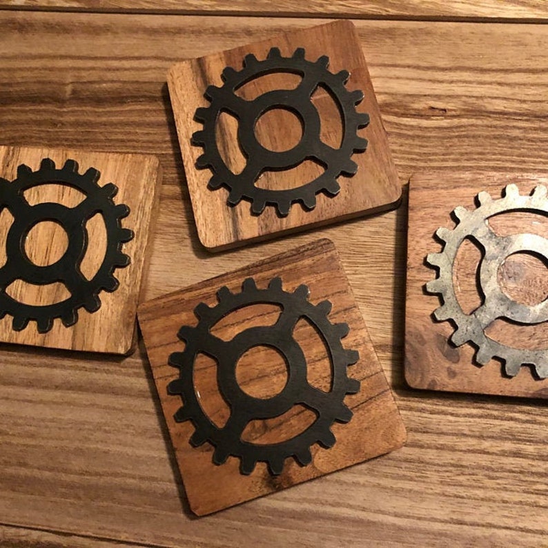 Gear Coasters / Steampunk Gear / Steel Coaster / Sprocket / Steel Gear / Man Cave / Industrial Gear / Christmas Gift / Steampunk Decor image 6