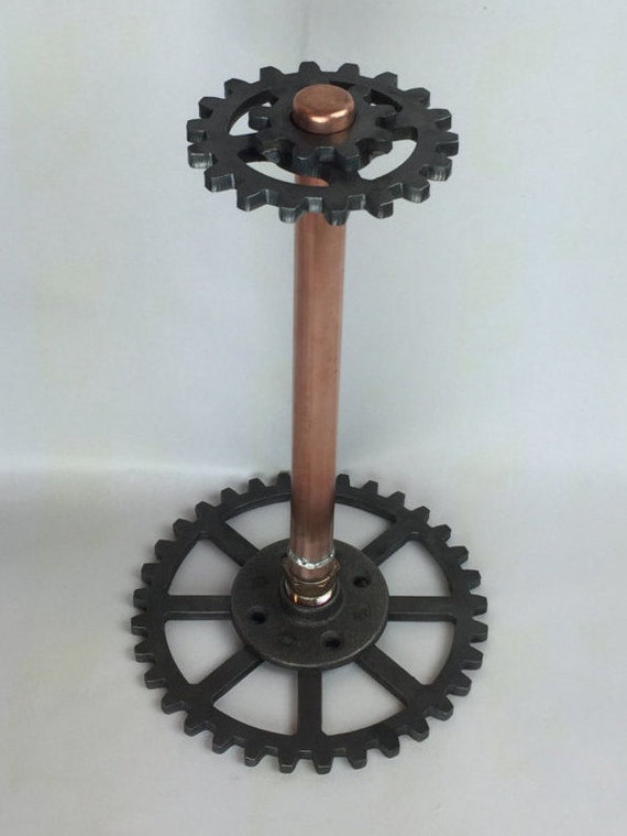 Paper Towel Holder / Industrial / Steampunk / Gear / Steel / Etsy