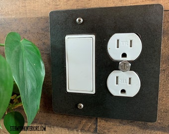 Steel Rocker Decora Outlet Light Switch Cover / Double-gang Light Switch / Industrial Lighting / Unique Lighting / Modern Decor / Wall Plate