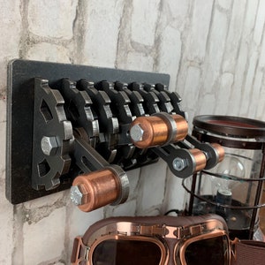 Quadruple-gang Steel Light Switch Cover with Copper Handles / Steampunk Lighting / Steampunk / Industrial Lighting / Gear Lever Light Switch