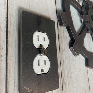 Duplex Outlet Cover / Steel / Man Cave / Unique Gift/ Urban Industrial / Industrial Design / Metal Art / Metal Home Decor/ Loft / Lighting