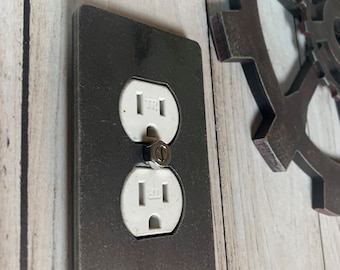 Duplex Outlet Cover / Steel / Man Cave / Unique Gift/ Urban Industrial / Industrial Design / Metal Art / Metal Home Decor/ Loft / Lighting