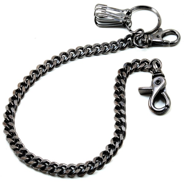 DoubleK Basic Strong Leash Biker Trucker Key Jean Wallet Chain (16") Silver / Black CS146MLT