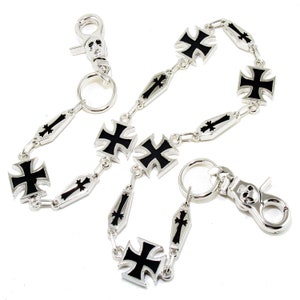 DoubleK Iron Cross Symbol Biker Key Jean Wallet Chain CS12 (26.5" * 3.9 oz) Silver