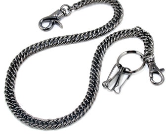 Doublek Strong Simple Twist Biker Trucker Keychain Key Jean Wallet Chain (23") Black CS130