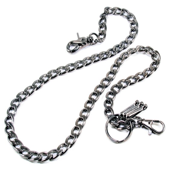 Sturdy WALLET CHAIN 24/" 30/" Biker Trucker Wallet or Keys ~ Nickel or GunMetal