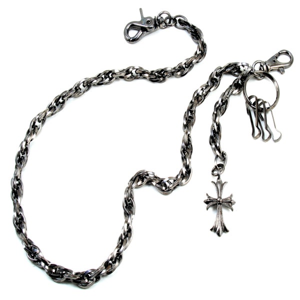 DoubleK Cross Pendant Biker Key Jean Wallet Chain (26.5" * 5.2oz)  Black NCS115